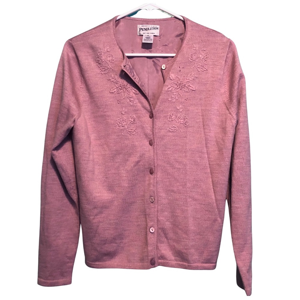 Vintage Pendleton Merino Wool Embroidered Cardigan